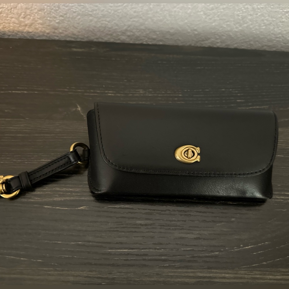 Coach Leather Glasses Case with Gold Clasp